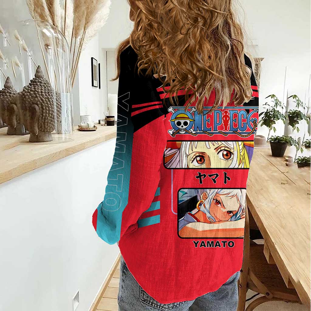 Yamato from One Piece Women Casual Shirt with Fierce Samurai Armor and Dynamic Action Pose Design - The Mazicc