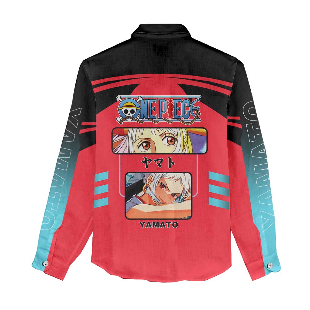 Yamato from One Piece Women Casual Shirt with Fierce Samurai Armor and Dynamic Action Pose Design - The Mazicc