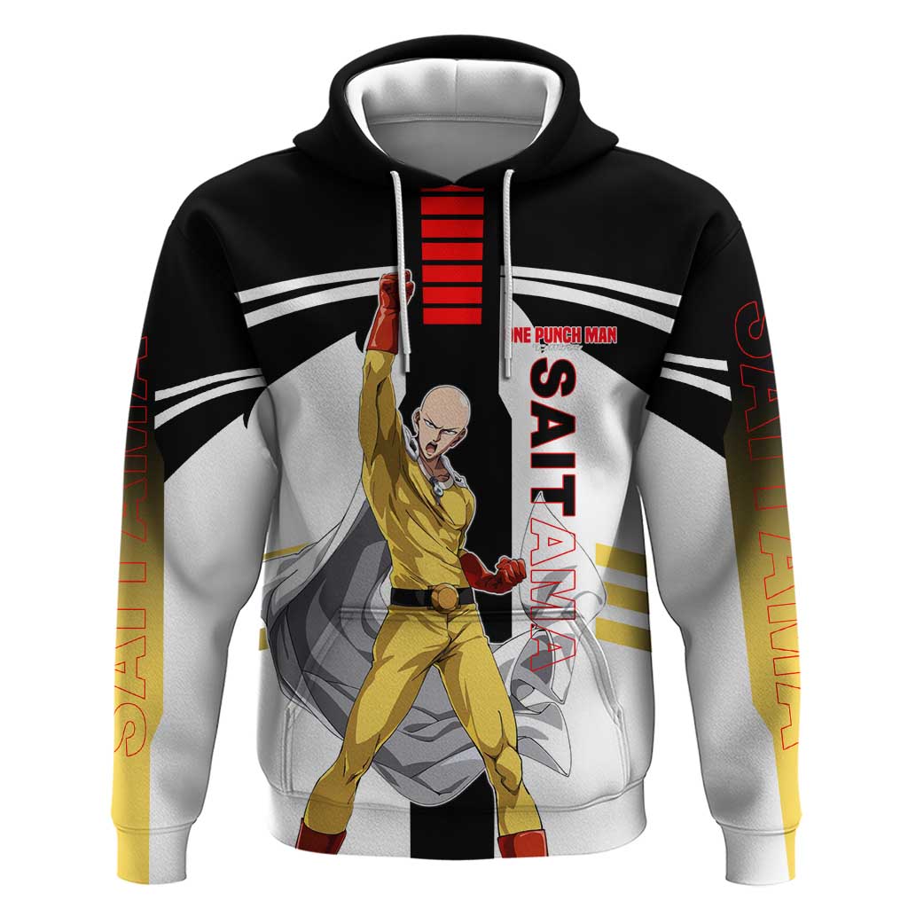 Saitama from One Punch Man Hoodie with Bold Hero Pose and Minimalist Design - The Mazicc