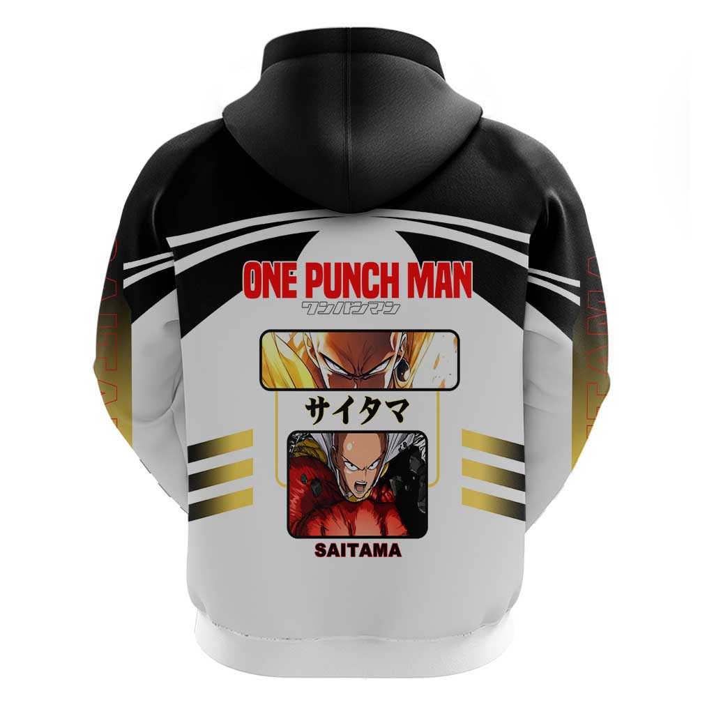 Saitama from One Punch Man Hoodie with Bold Hero Pose and Minimalist Design - The Mazicc