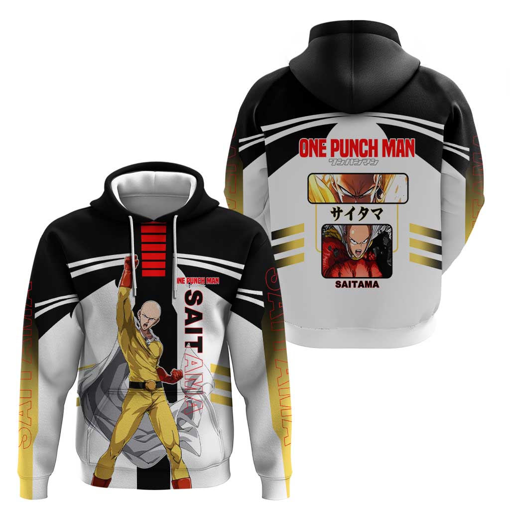 Saitama from One Punch Man Hoodie with Bold Hero Pose and Minimalist Design - The Mazicc