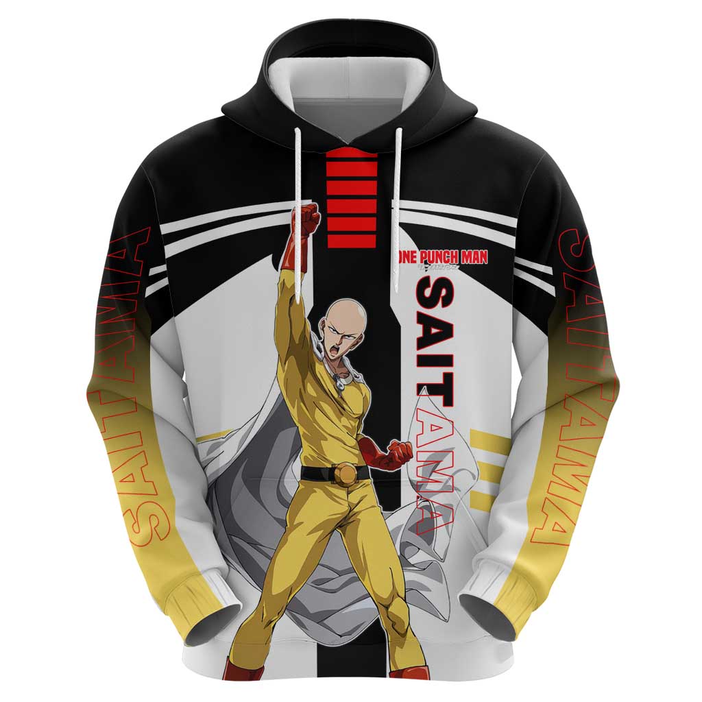 Saitama from One Punch Man Hoodie with Bold Hero Pose and Minimalist Design - The Mazicc