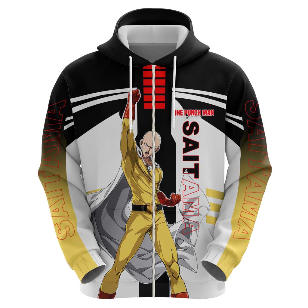 Saitama from One Punch Man Hoodie with Bold Hero Pose and Minimalist Design - The Mazicc