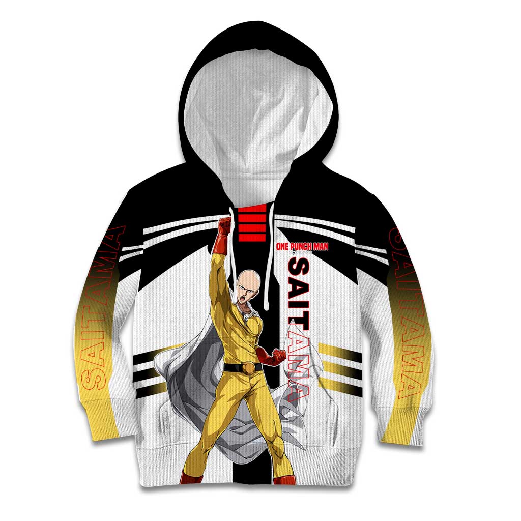 Saitama from One Punch Man Kid Hoodie with Bold Hero Pose and Minimalist Design - The Mazicc