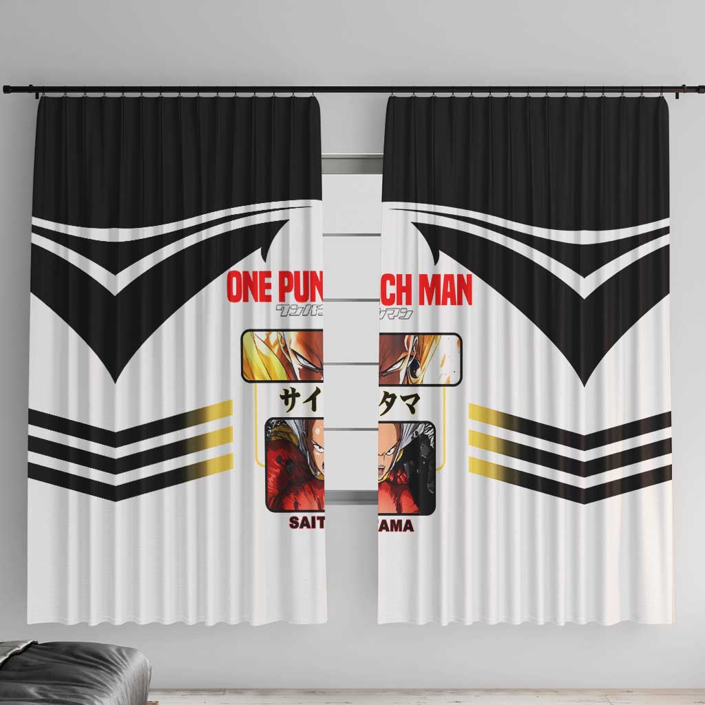 Saitama from One Punch Man Window Curtain with Bold Hero Pose and Minimalist Design - The Mazicc