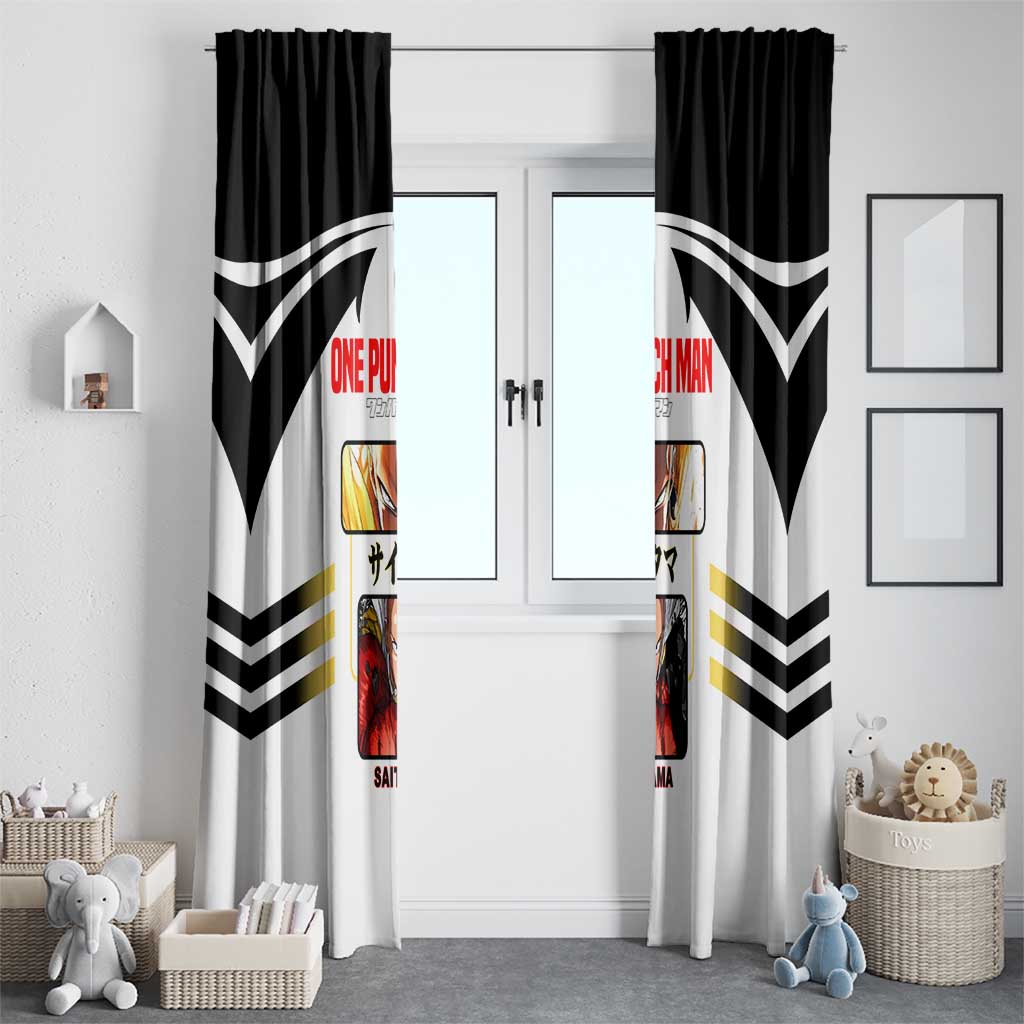 Saitama from One Punch Man Window Curtain with Bold Hero Pose and Minimalist Design - The Mazicc