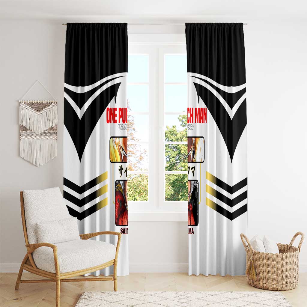 Saitama from One Punch Man Window Curtain with Bold Hero Pose and Minimalist Design - The Mazicc