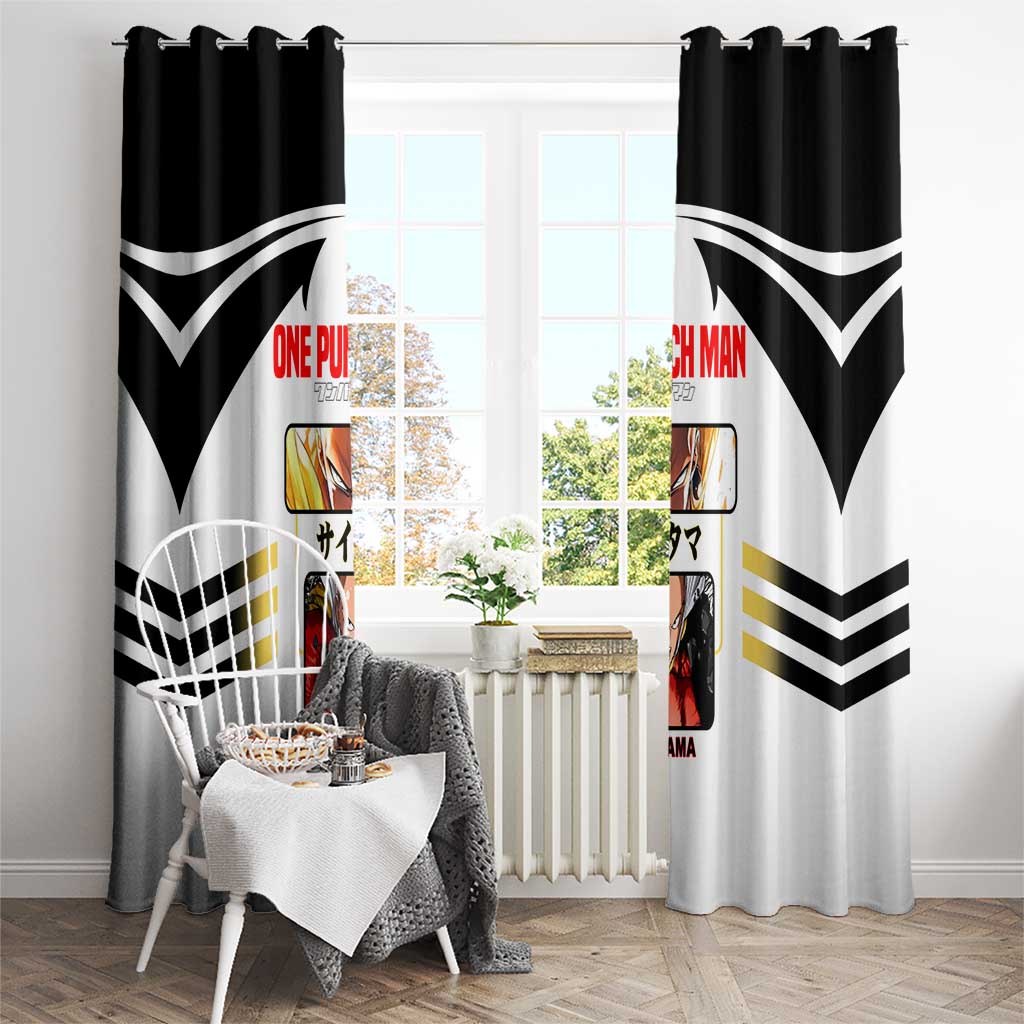 Saitama from One Punch Man Window Curtain with Bold Hero Pose and Minimalist Design - The Mazicc