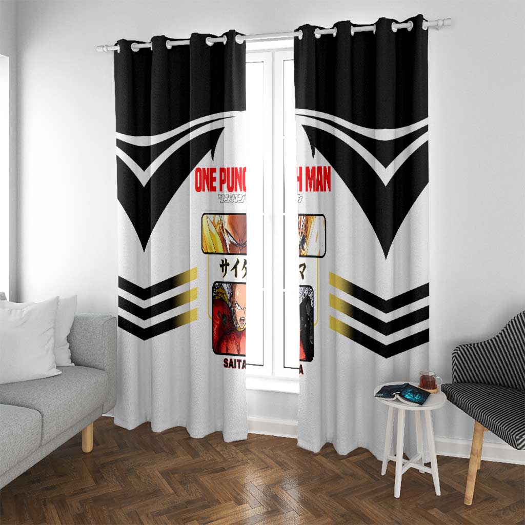 Saitama from One Punch Man Window Curtain with Bold Hero Pose and Minimalist Design - The Mazicc