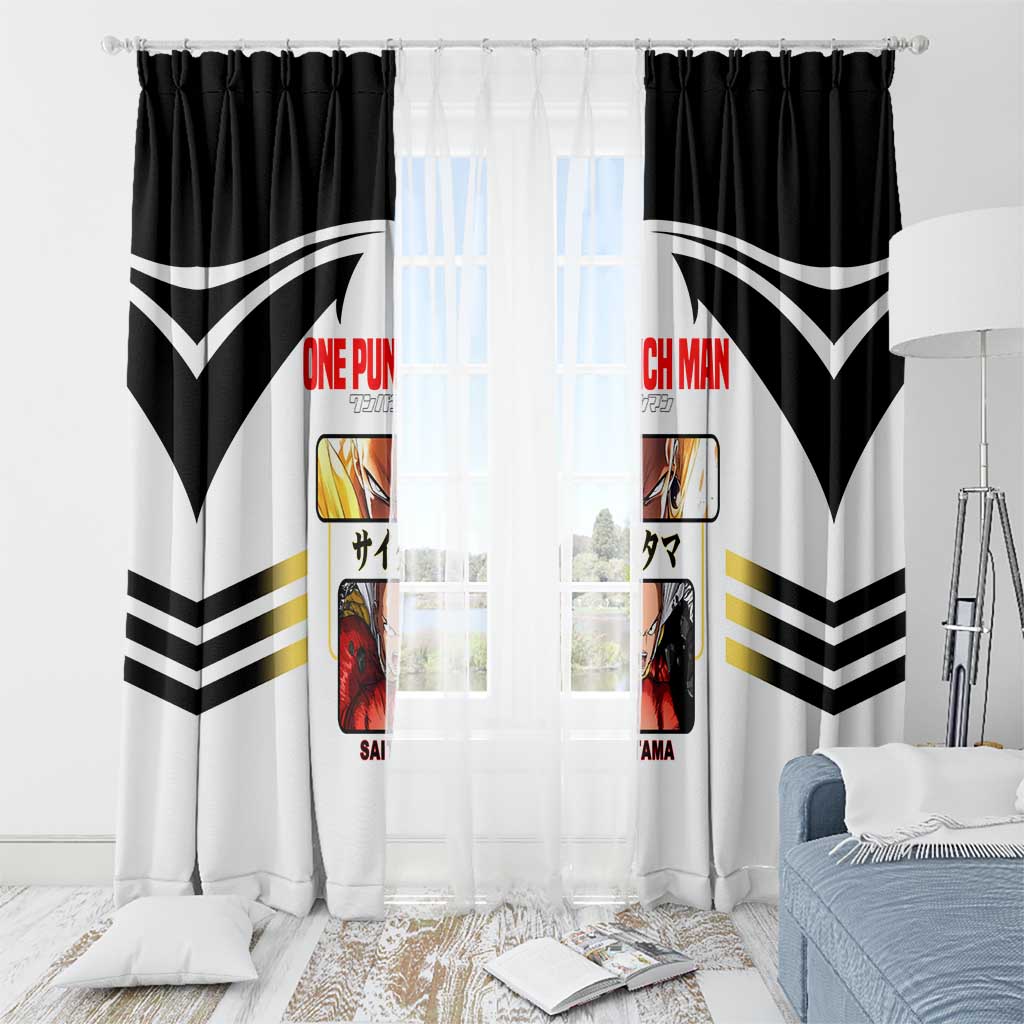 Saitama from One Punch Man Window Curtain with Bold Hero Pose and Minimalist Design - The Mazicc