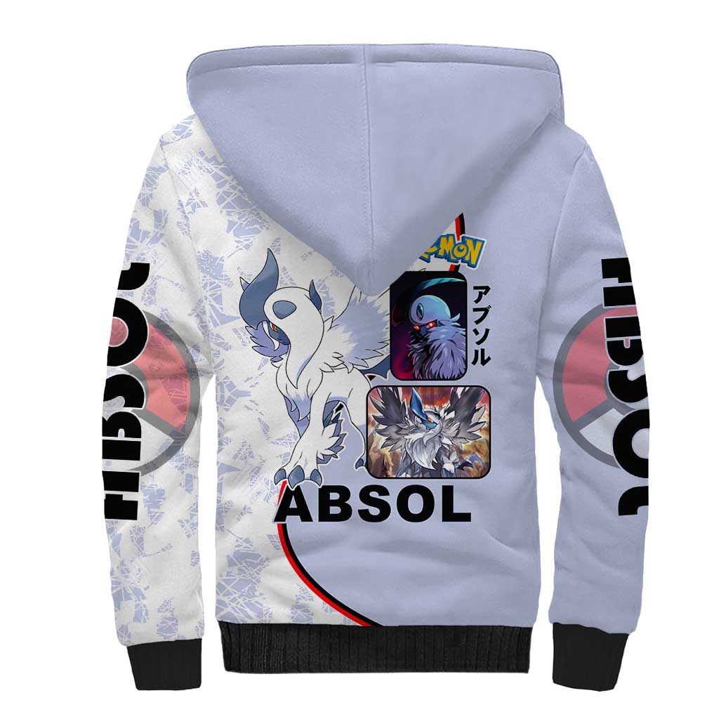 Absol Sherpa Hoodie with Dark Type and Sharp Elegant Design - The Mazicc
