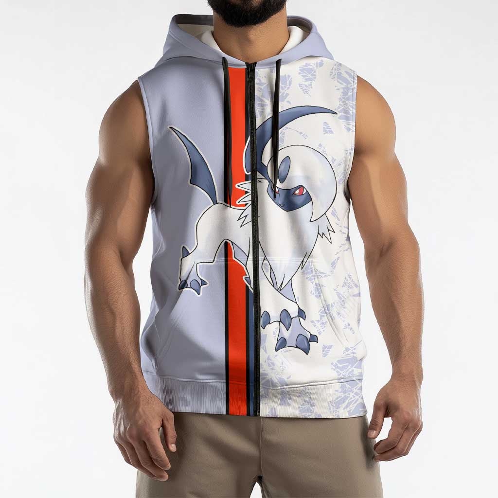 Absol Sleeveless Zip Hoodie with Dark Type and Sharp Elegant Design - The Mazicc