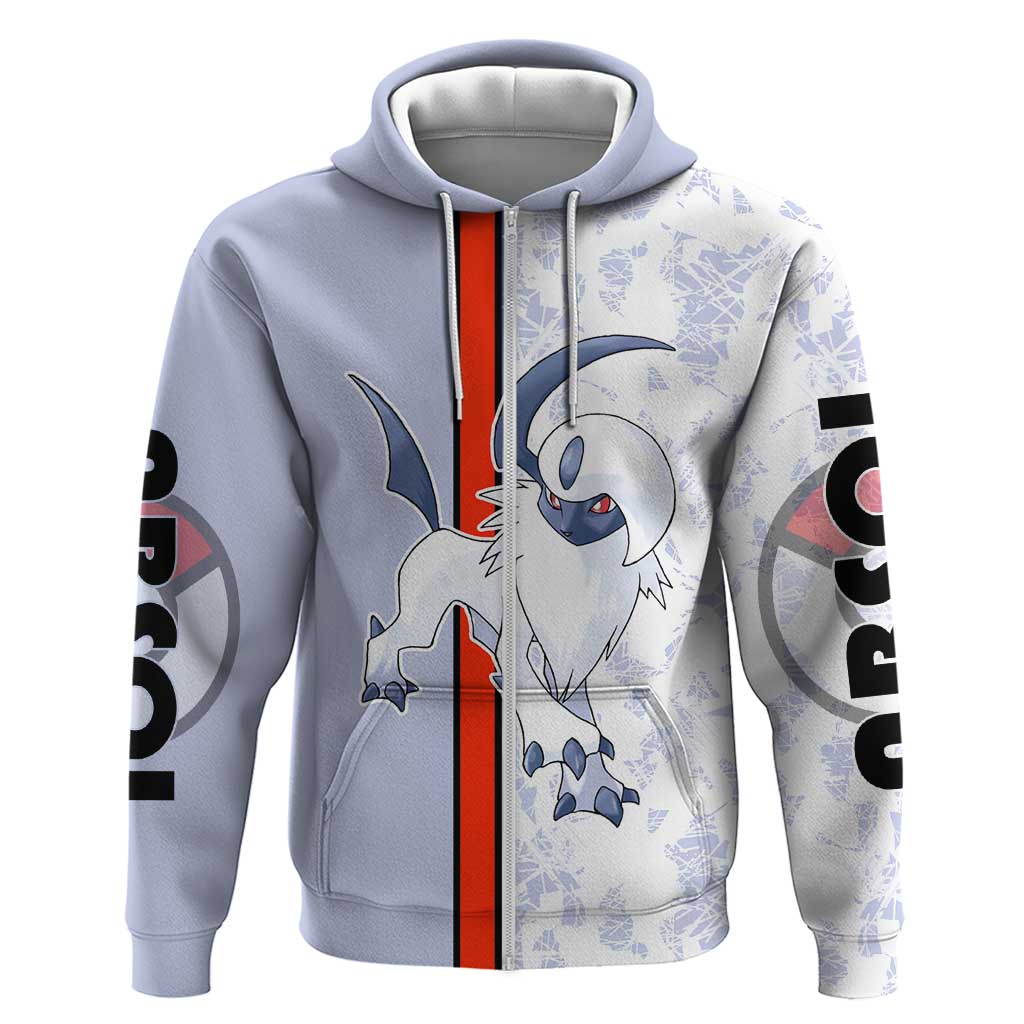 Absol Zip Hoodie with Dark Type and Sharp Elegant Design - The Mazicc