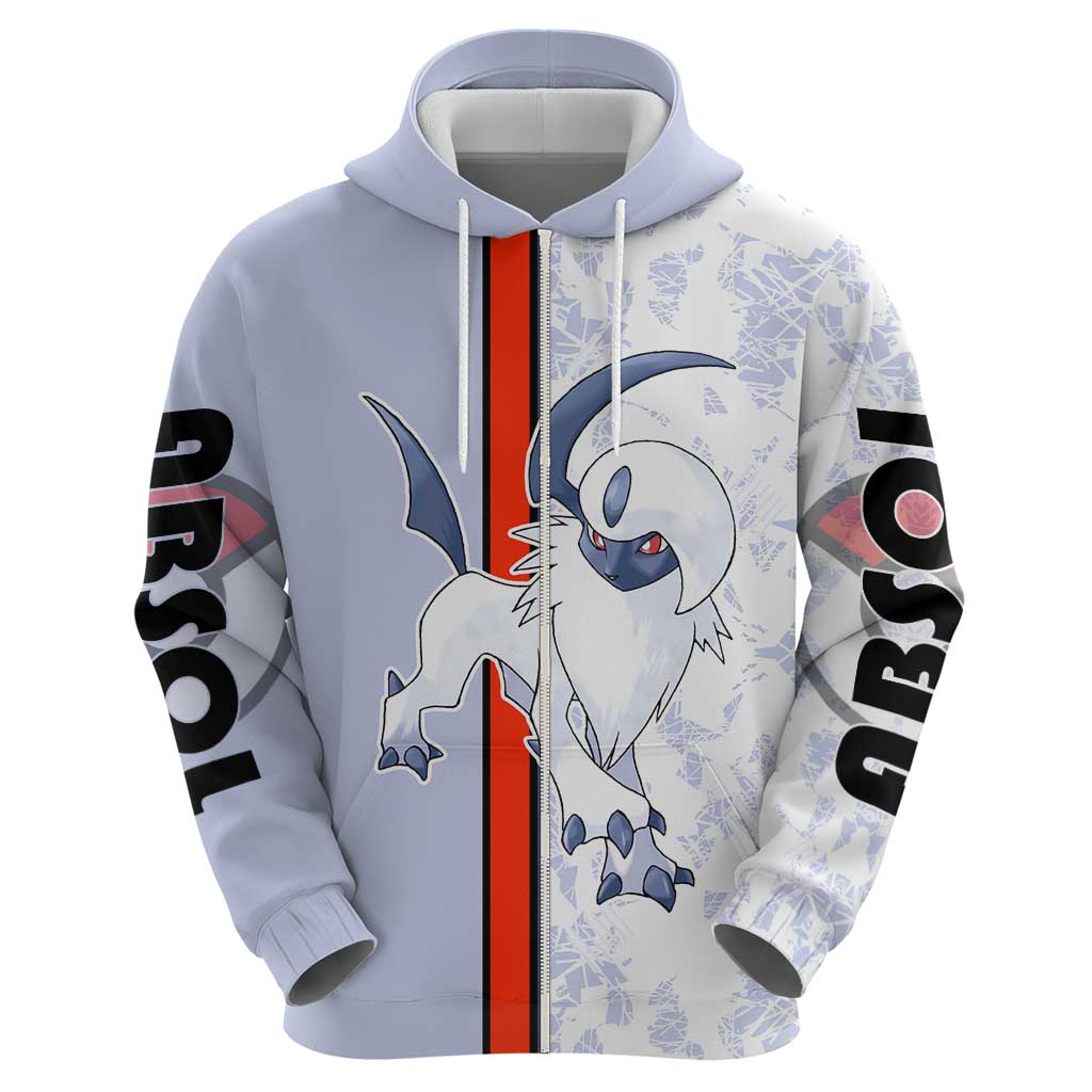 Absol Zip Hoodie with Dark Type and Sharp Elegant Design - The Mazicc