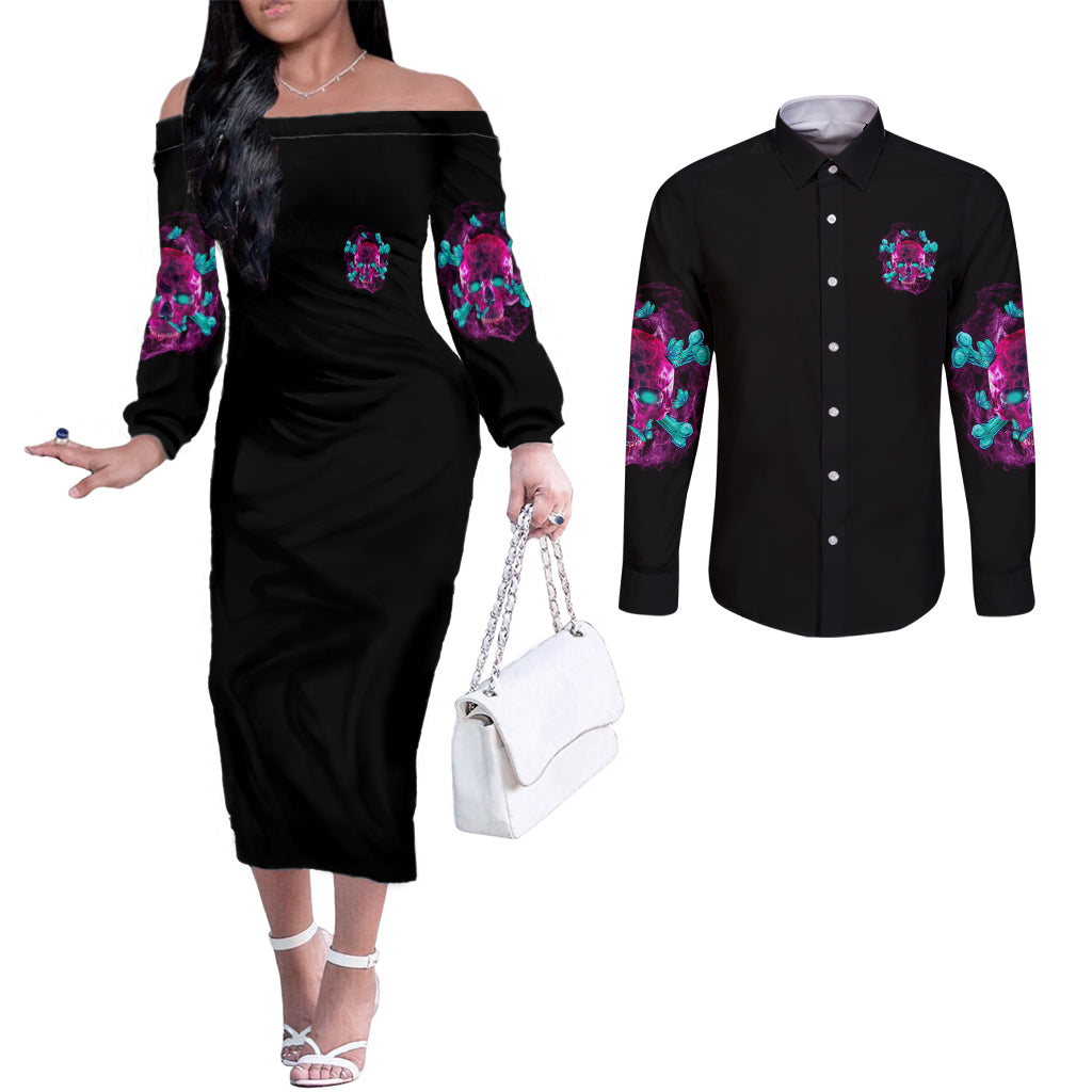 i-can-go-from-regular-b-to-burn-couples-matching-off-the-shoulder-long-sleeve-dress-and-long-sleeve-button-shirt