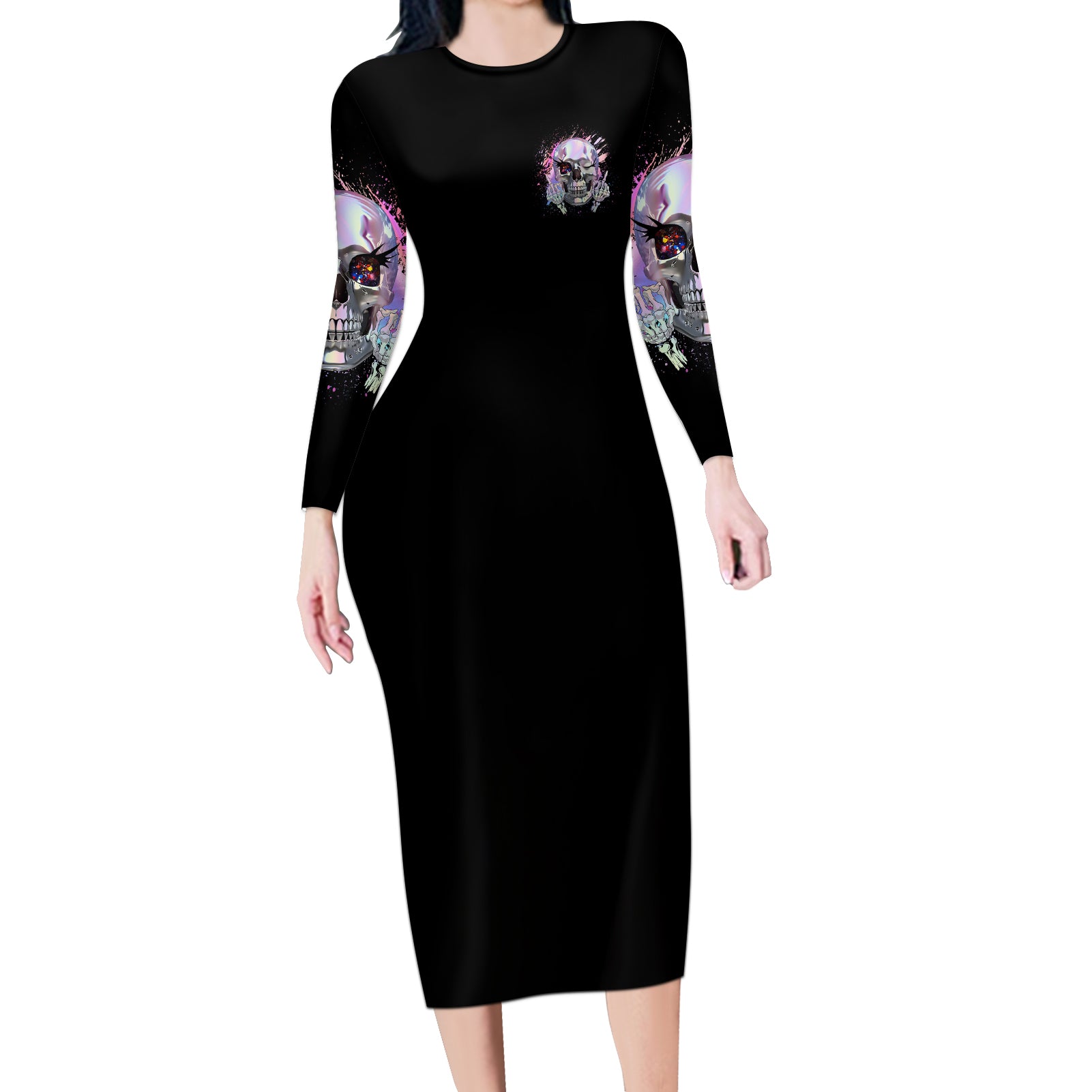 rock-paper-throat-punch-i-win-long-sleeve-bodycon-dress