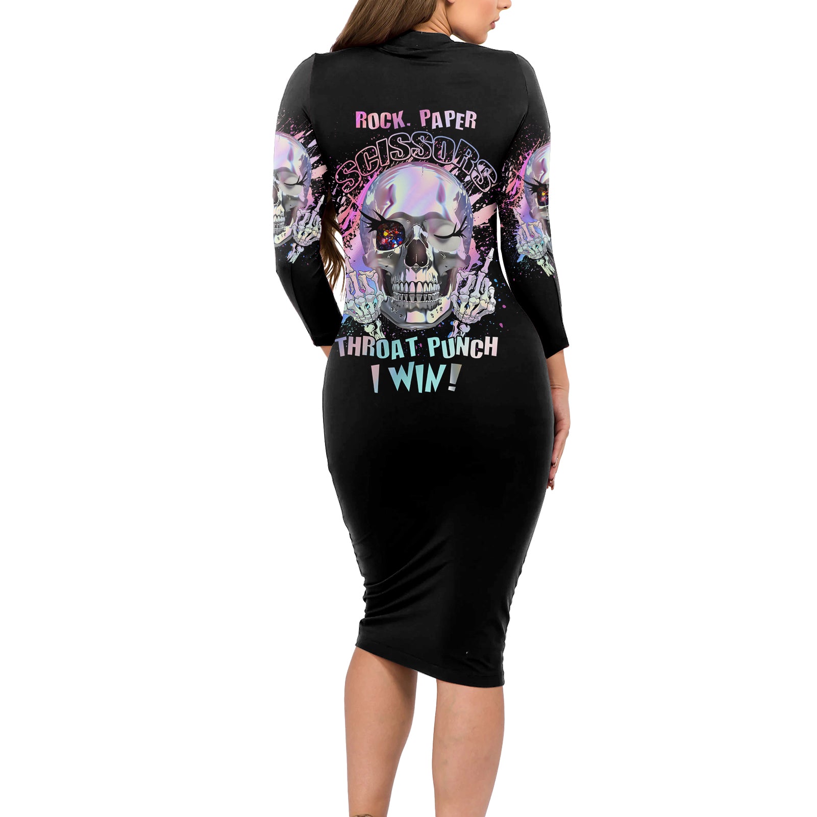 rock-paper-throat-punch-i-win-long-sleeve-bodycon-dress