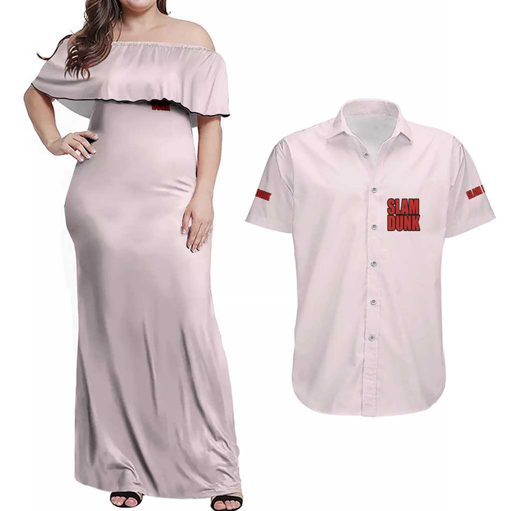 Shohoku Team Slam Dunk Couples Matching Off Shoulder Maxi Dress and Hawaiian Shirt Anime Style