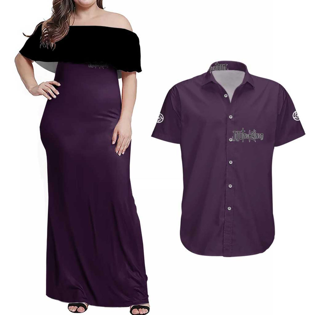 Choso - Jujutsu Kaisen Couples Matching Off Shoulder Maxi Dress and Hawaiian Shirt Anime Mid Manga Style