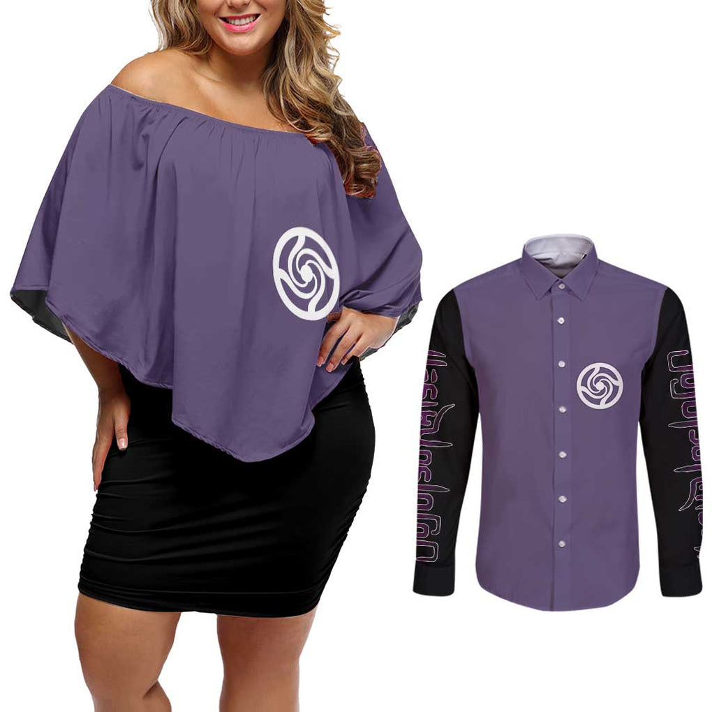 Sensei Gojo Satoru - Jujutsu Kaisen Couples Matching Off Shoulder Short Dress and Long Sleeve Button Shirt Japan Anime Style