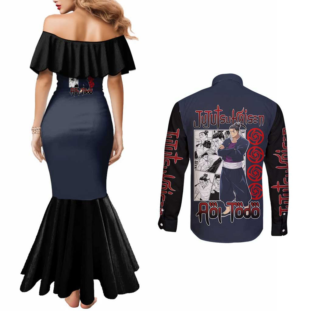 Aoi Todo - Jujutsu Kaisen Couples Matching Mermaid Dress and Long Sleeve Button Shirt Anime Style