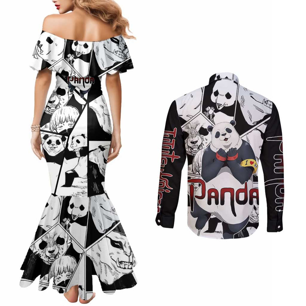 Panda Jujutsu Kaisen Couples Matching Mermaid Dress and Long Sleeve Button Shirt Japan Anime Style