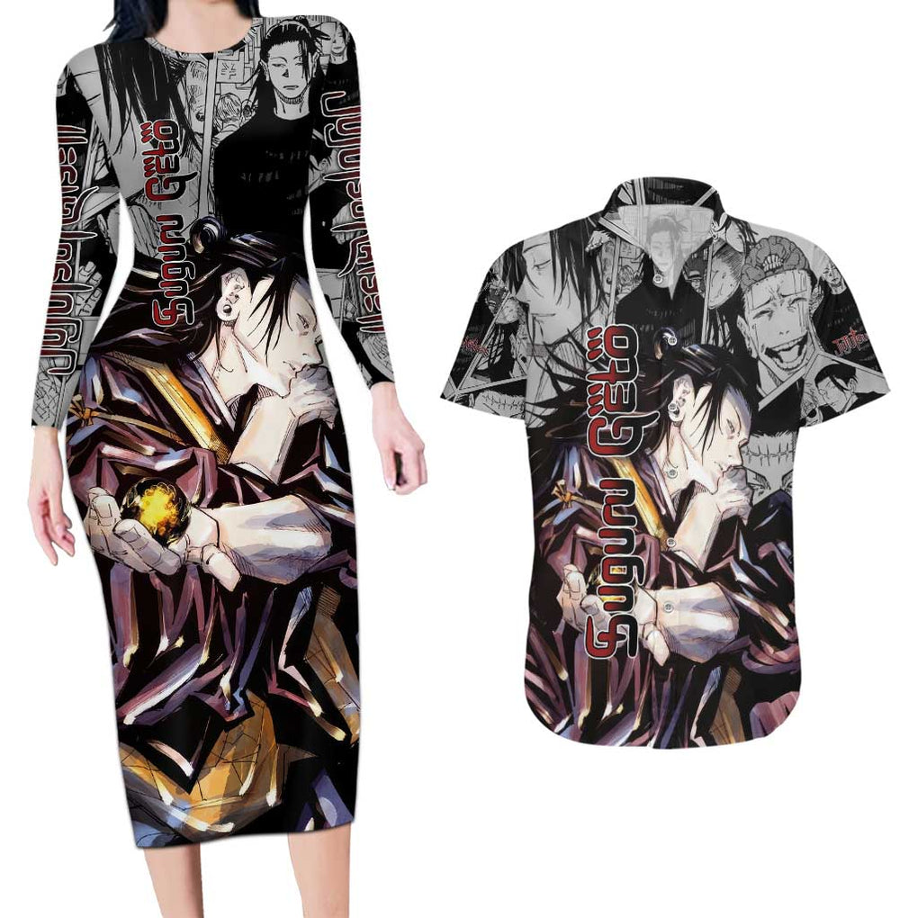 Suguru Geto - Jujutsu Kaisen Couples Matching Long Sleeve Bodycon Dress and Hawaiian Shirt Anime Style