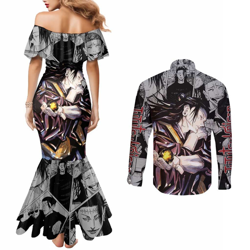 Suguru Geto - Jujutsu Kaisen Couples Matching Mermaid Dress and Long Sleeve Button Shirt Anime Style