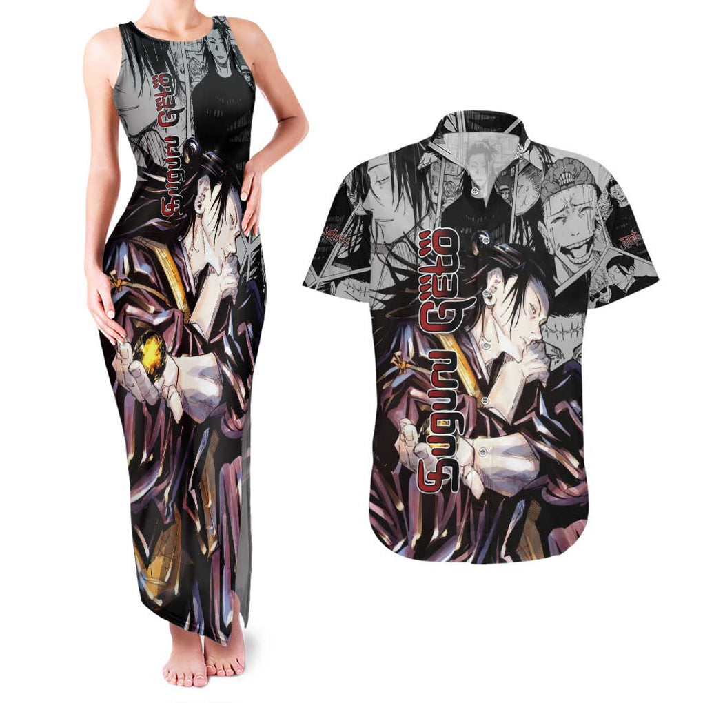 Suguru Geto - Jujutsu Kaisen Couples Matching Tank Maxi Dress and Hawaiian Shirt Anime Style
