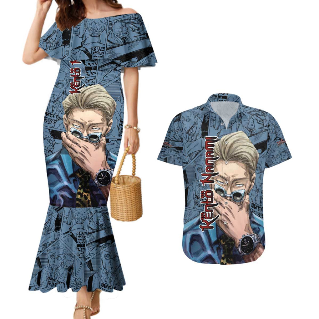 Kento Nanami - Jujutsu Kaisen Couples Matching Mermaid Dress and Hawaiian Shirt Anime Style