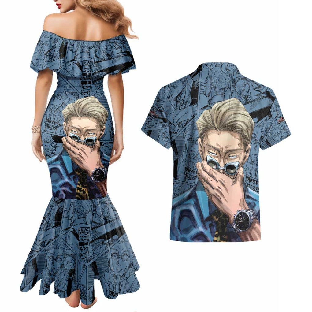 Kento Nanami - Jujutsu Kaisen Couples Matching Mermaid Dress and Hawaiian Shirt Anime Style