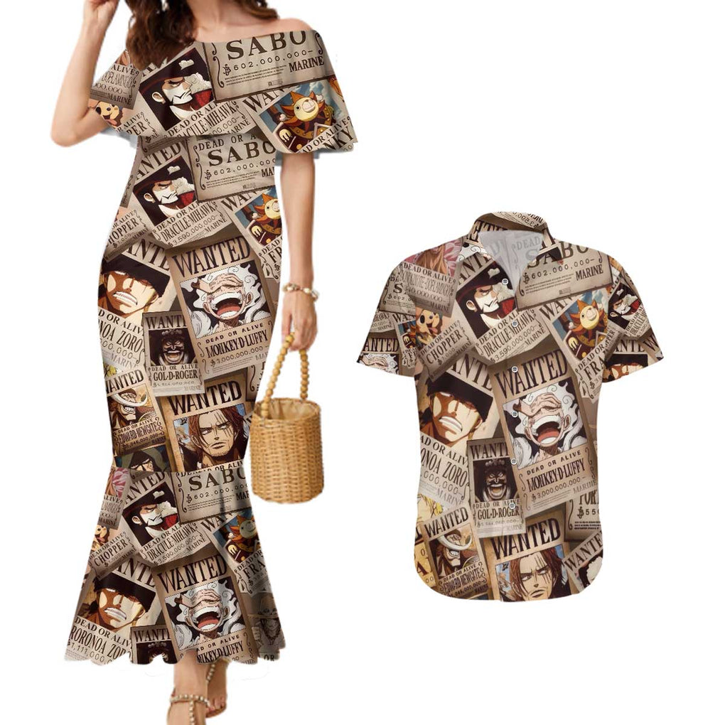 One Piece Wanted - One Piece Couples Matching Mermaid Dress and Hawaiian Shirt Anime Style