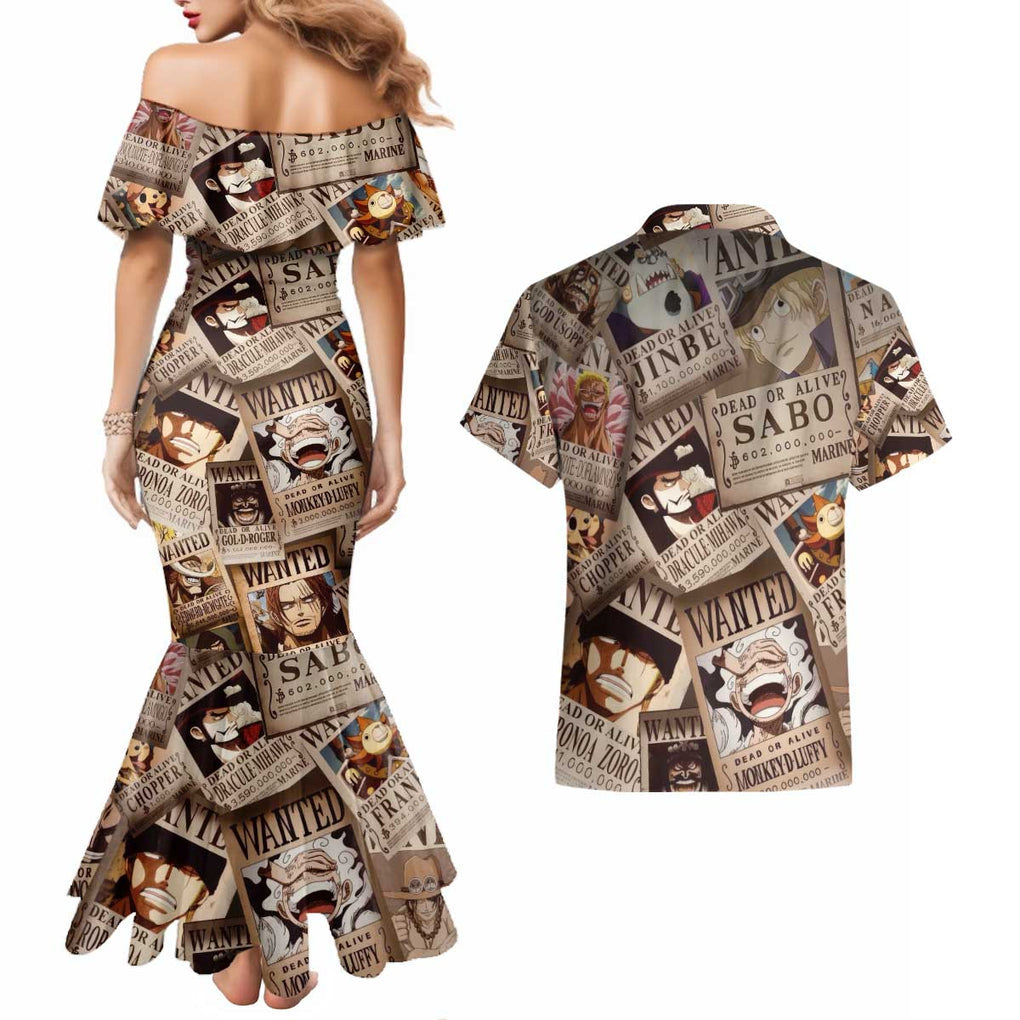 One Piece Wanted - One Piece Couples Matching Mermaid Dress and Hawaiian Shirt Anime Style