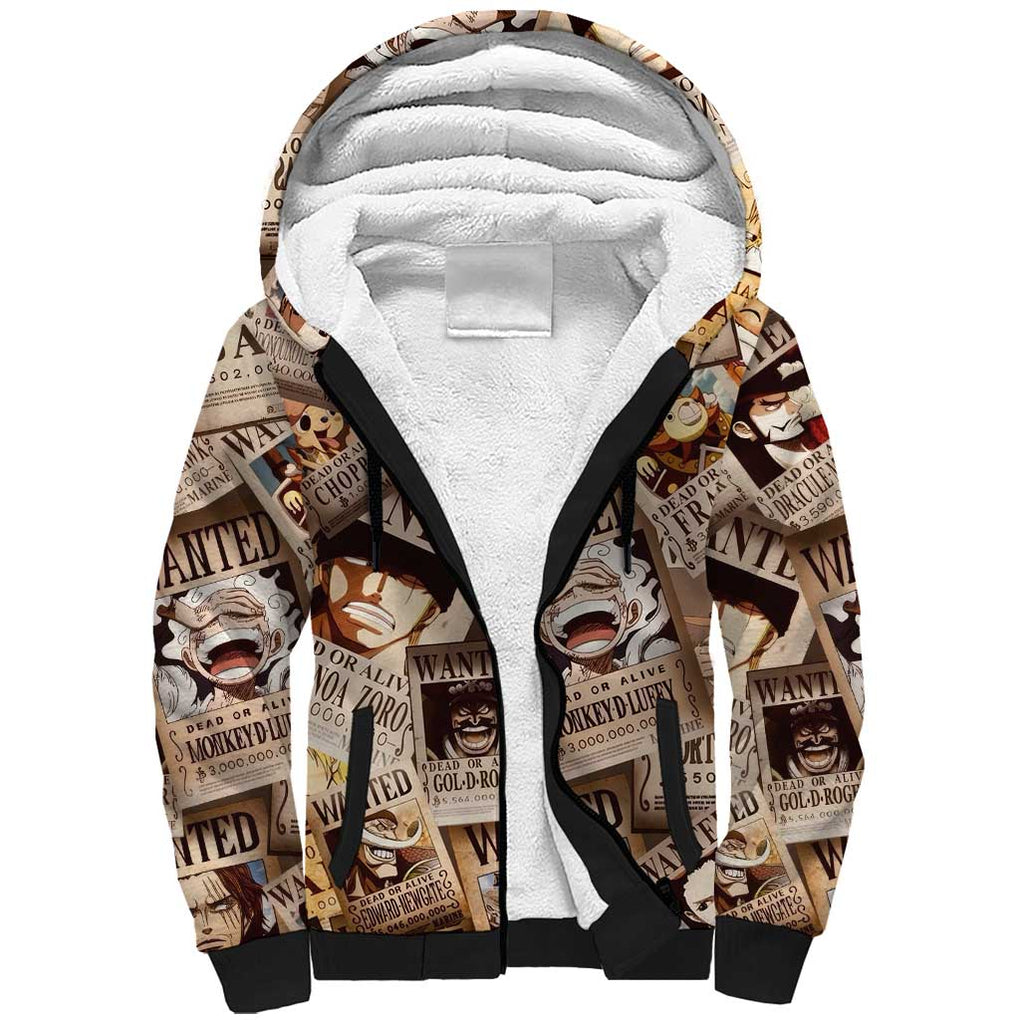 One Piece Wanted - One Piece Sherpa Hoodie Anime Style