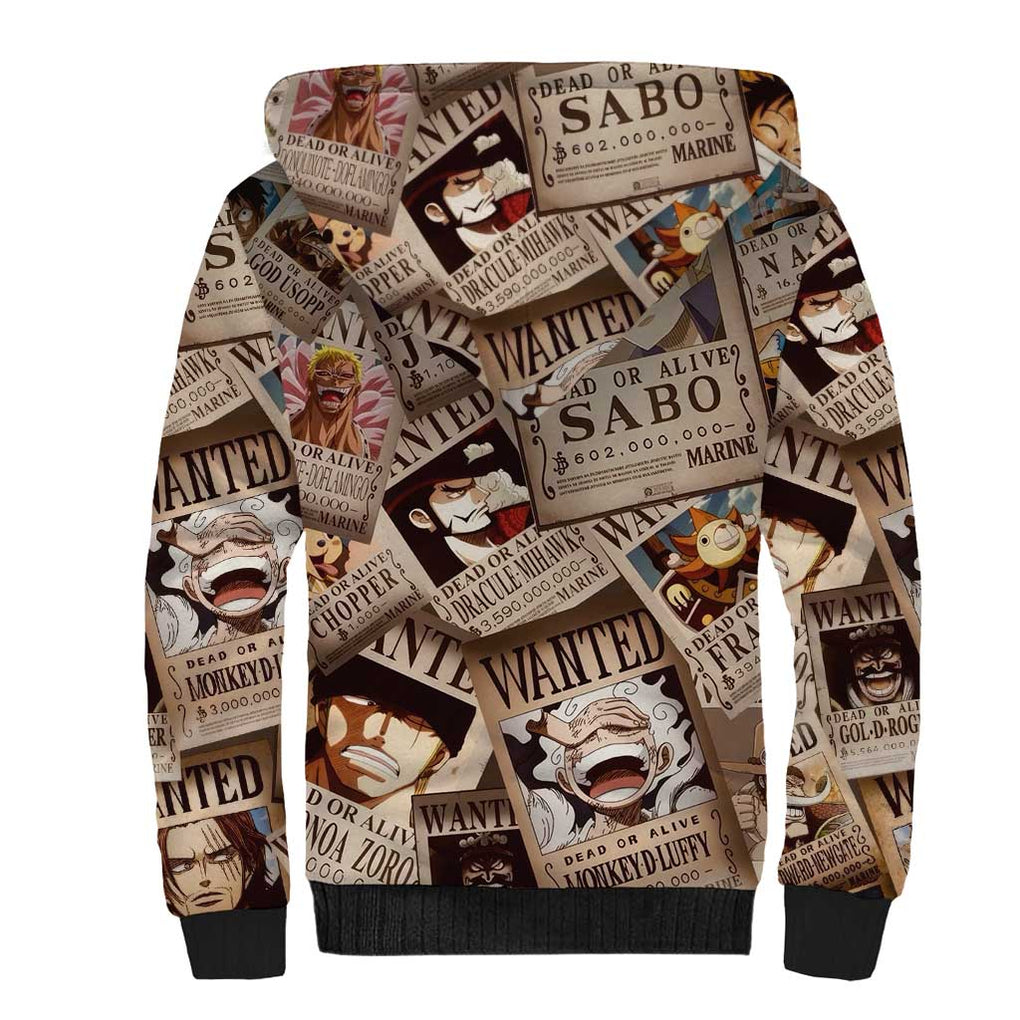 One Piece Wanted - One Piece Sherpa Hoodie Anime Style