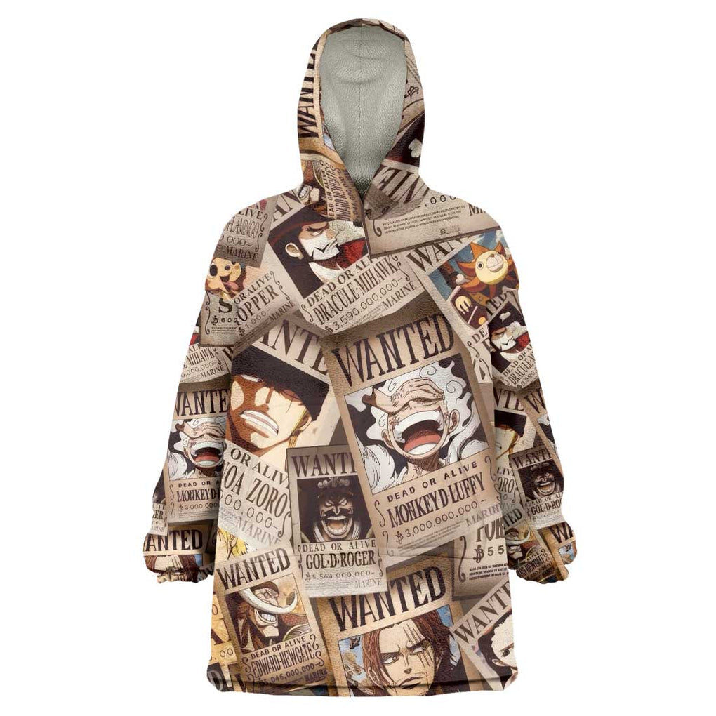 One Piece Wanted - One Piece Wearable Blanket Hoodie Anime Style