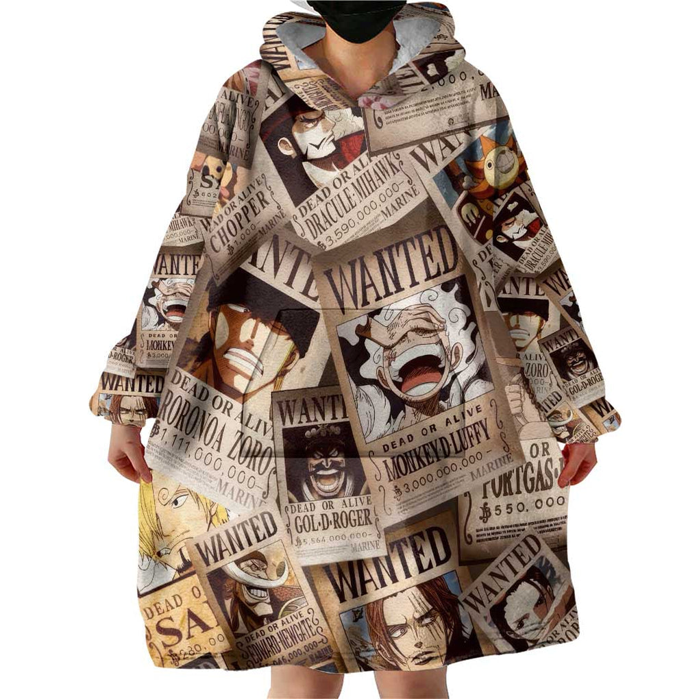 One Piece Wanted - One Piece Wearable Blanket Hoodie Anime Style