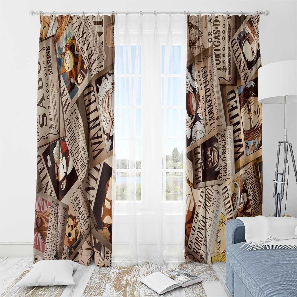 One Piece Wanted - One Piece Window Curtain Anime Style