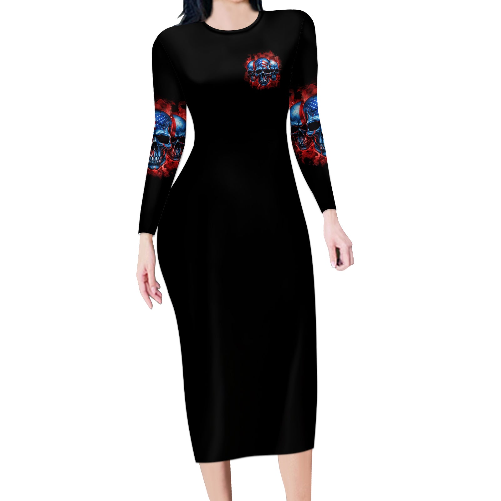 i-believe-in-respect-3-skulls-long-sleeve-bodycon-dress