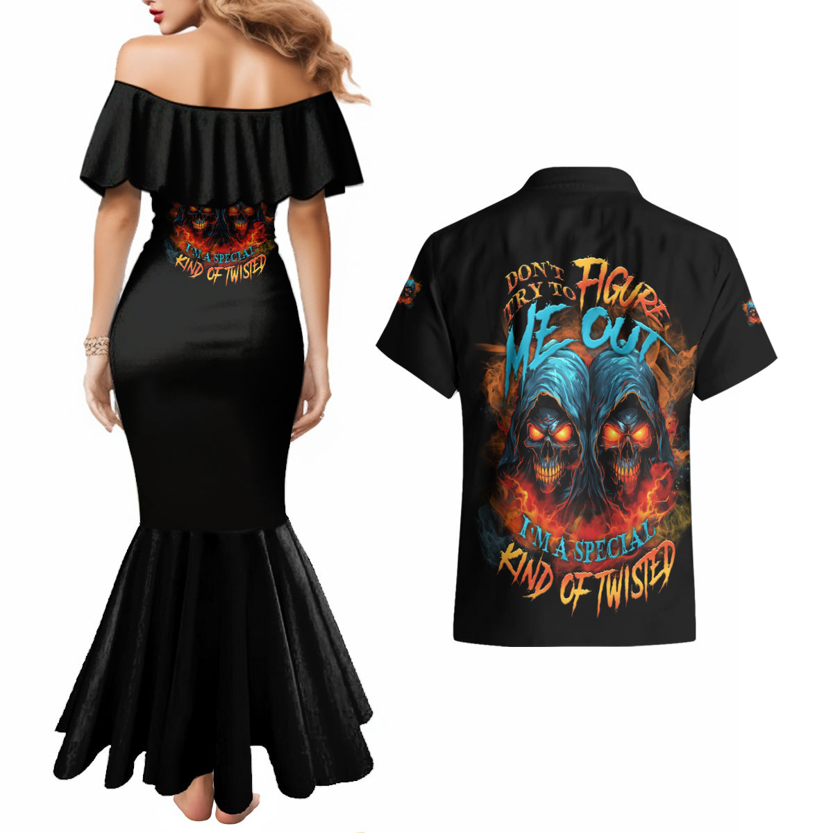 dont-try-to-figure-me-out-skull-reaper-couples-matching-mermaid-dress-and-hawaiian-shirt