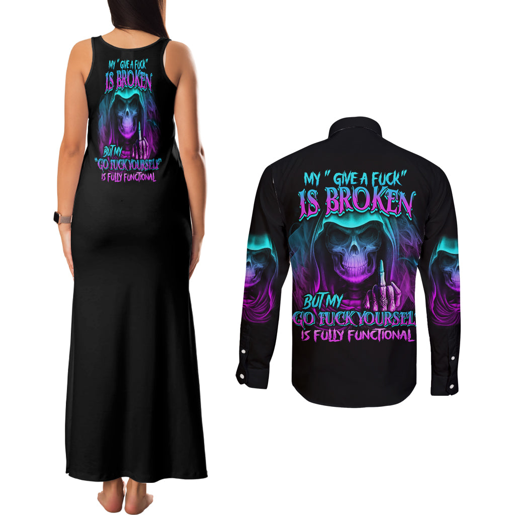 my-give-a-f-reaper-purple-couples-matching-tank-maxi-dress-and-long-sleeve-button-shirt