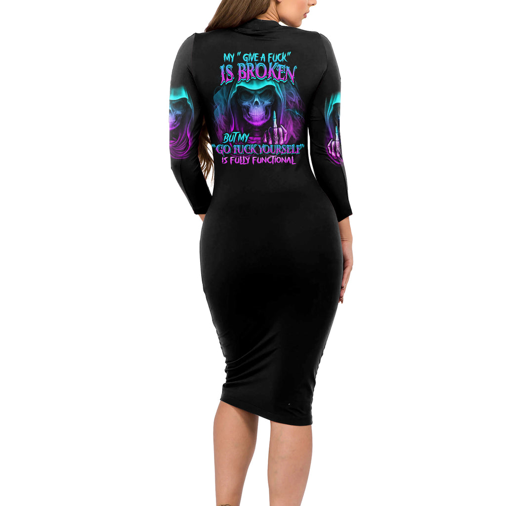my-give-a-f-reaper-purple-long-sleeve-bodycon-dress