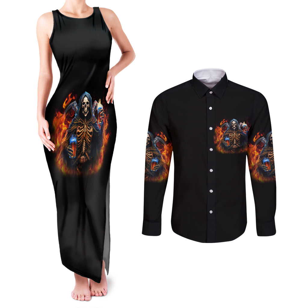 drink-with-you-again-reaper-couples-matching-tank-maxi-dress-and-long-sleeve-button-shirt