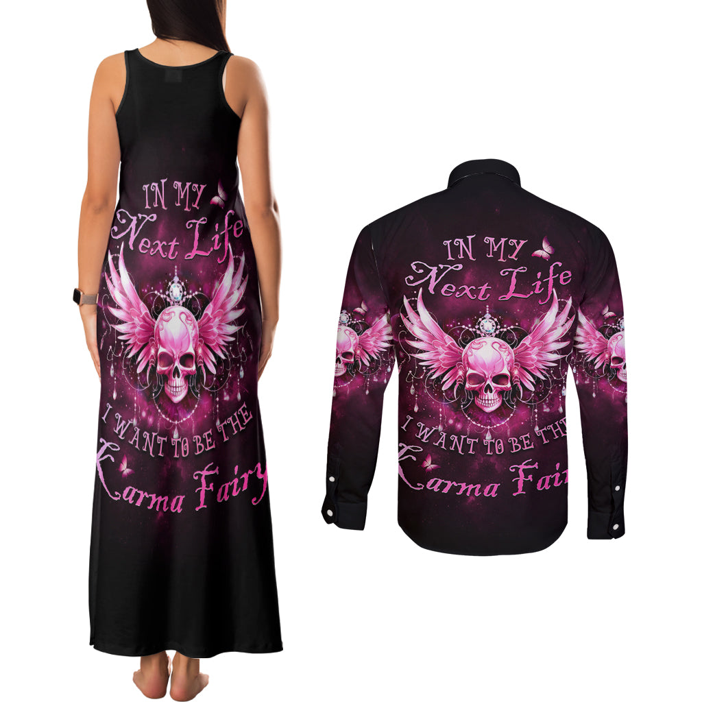 karma-fairy-skull-in-my-next-life-couples-matching-tank-maxi-dress-and-long-sleeve-button-shirt
