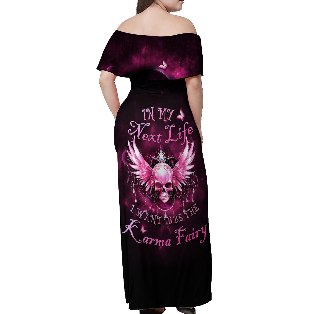 karma-fairy-skull-in-my-next-life-off-shoulder-maxi-dress