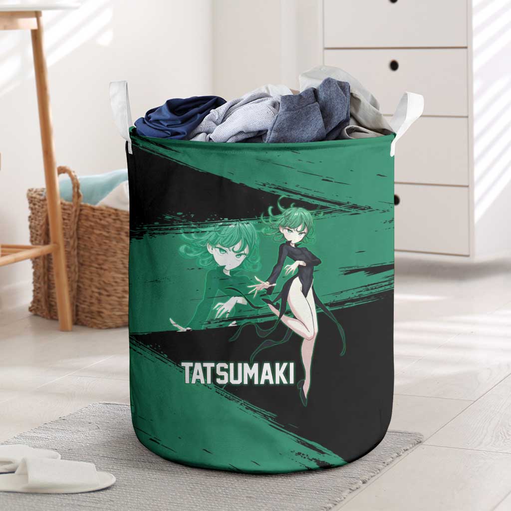 Tatsumaki One Punch Man Anime Green and Black Theme Laundry Basket with Psychic Power Effects and Bold - The Mazicc