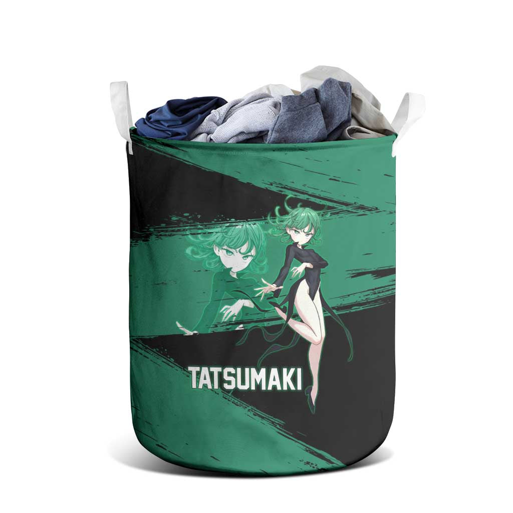 Tatsumaki One Punch Man Anime Green and Black Theme Laundry Basket with Psychic Power Effects and Bold - The Mazicc