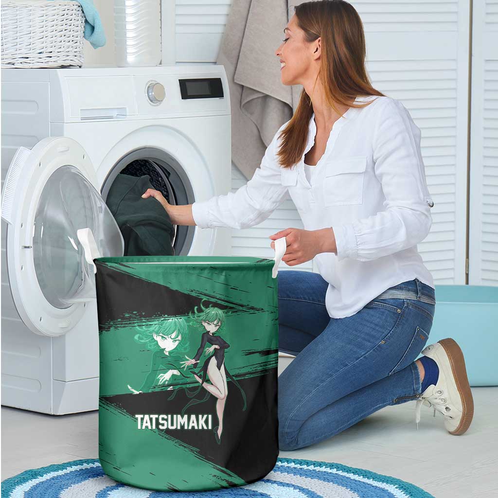 Tatsumaki One Punch Man Anime Green and Black Theme Laundry Basket with Psychic Power Effects and Bold - The Mazicc