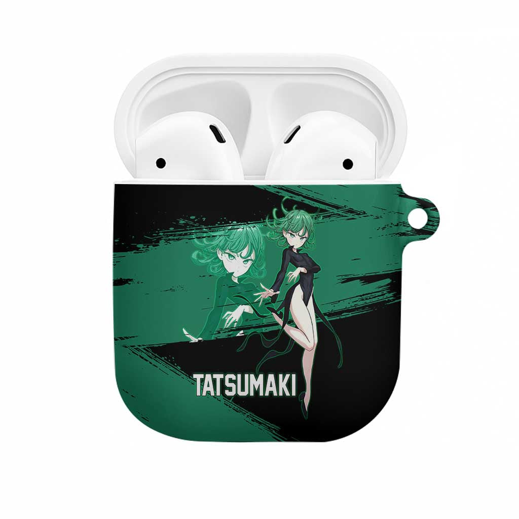 Tatsumaki One Punch Man Anime Green and Black Theme AirPods Case with Psychic Power Effects and Bold - The Mazicc