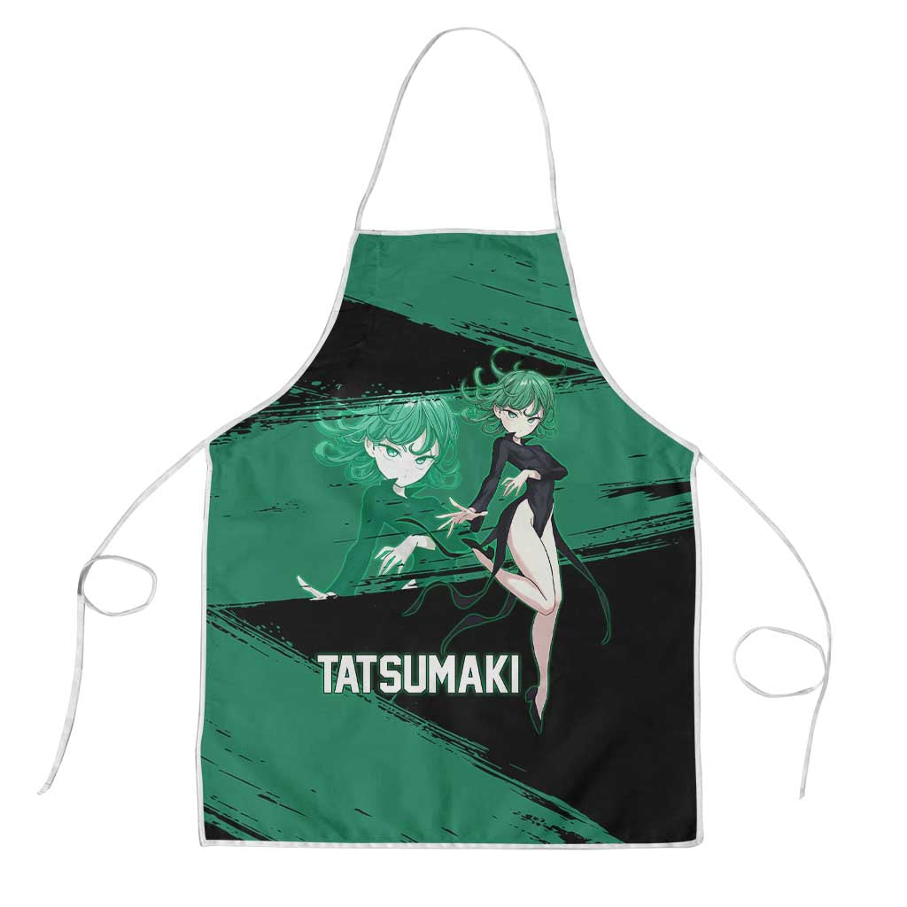 Tatsumaki One Punch Man Anime Green and Black Theme Apron with Psychic Power Effects and Bold - The Mazicc
